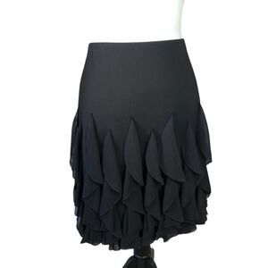 Adorable Black‎ Romantic Fairy Feminine Flirty Ruffled Black Mini Skirt Zip M/L